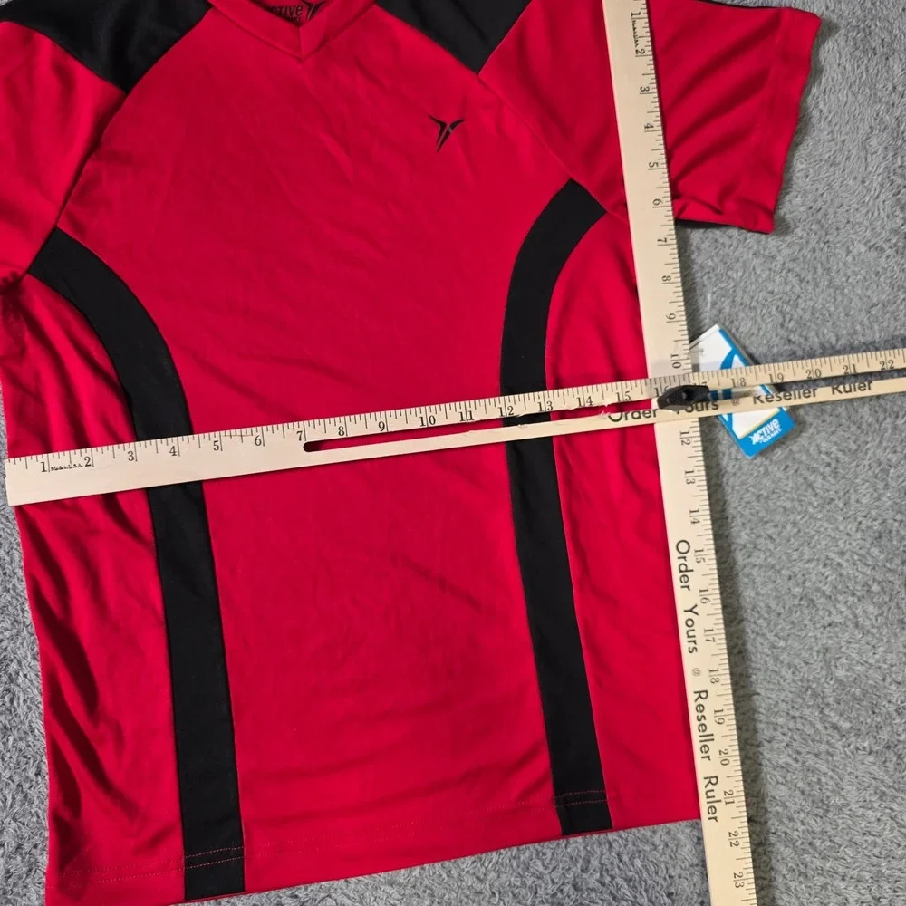 Old Navy Boys M 8 Active T-Shirt Red Black Colorblock Performance 109264-02-1